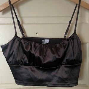 NWT Black Satin H&M Stretch Crop Top
